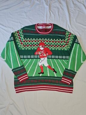 JOLLIDAYS Big Men's Size 4XB Ugly Christmas Football Crewneck Sweater New